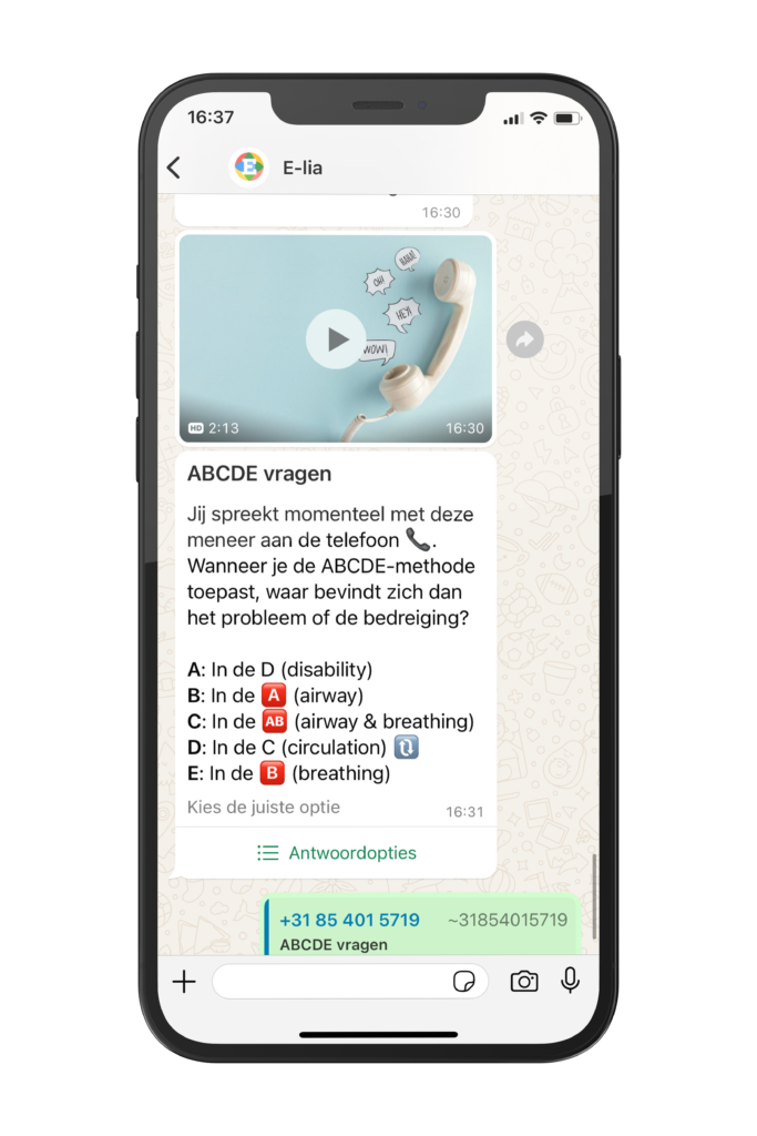 Afbeelding van triage training en nascholing via WhatsApp.