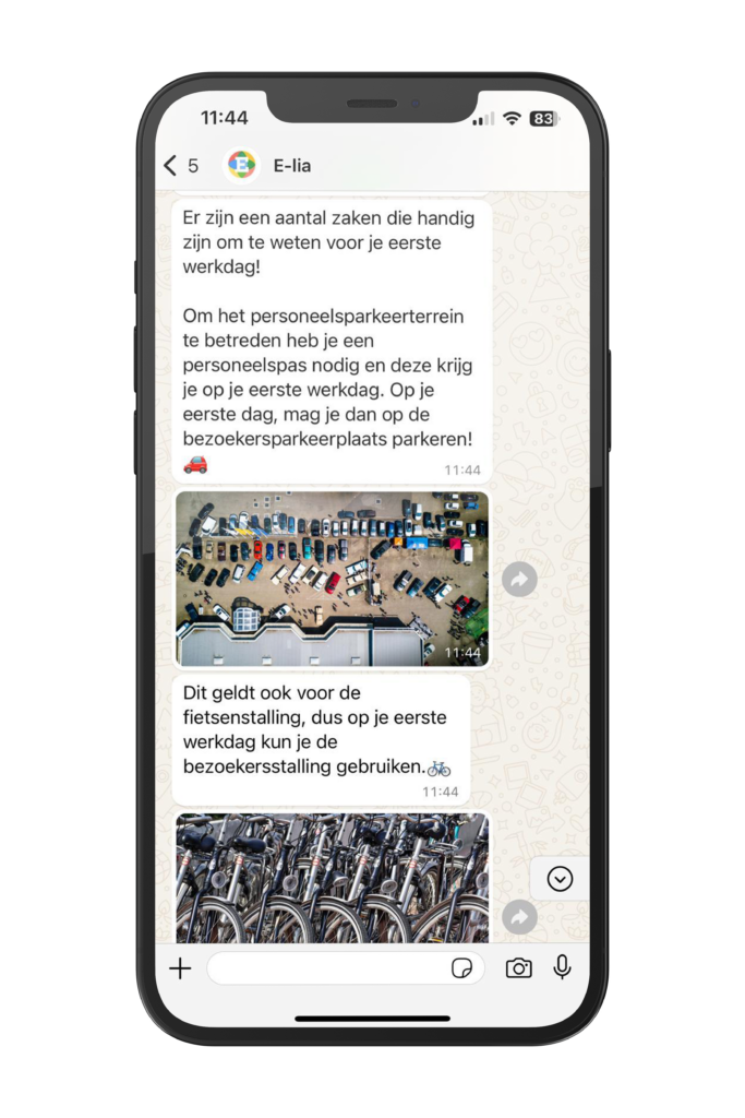Onboarding proces voor nieuwe medewerkers via WhatsApp met E-lia