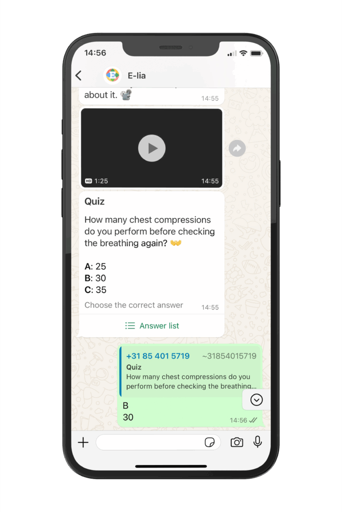 E-learning via WhatsApp over reanimatie.