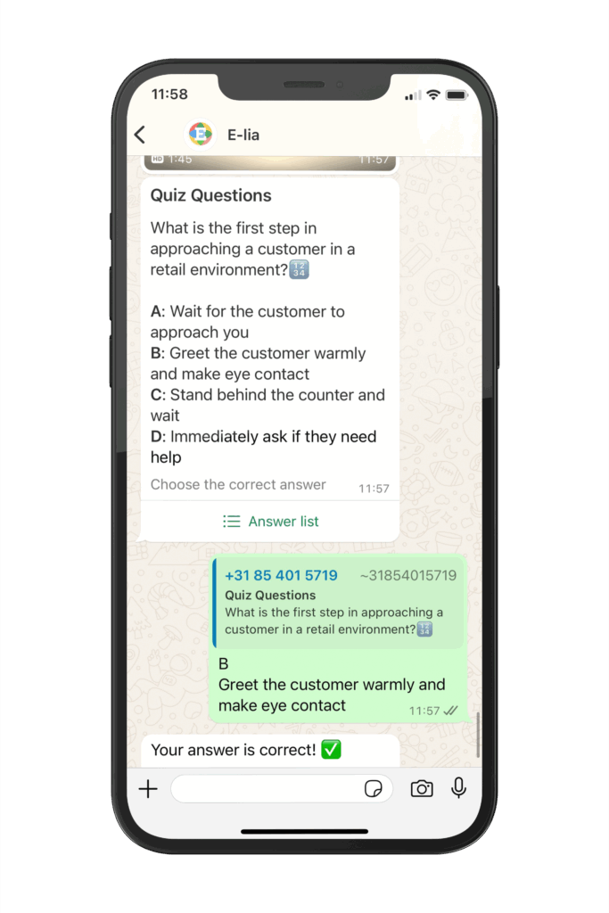 Onboarding module via WhatsApp voor retail medewerkers.